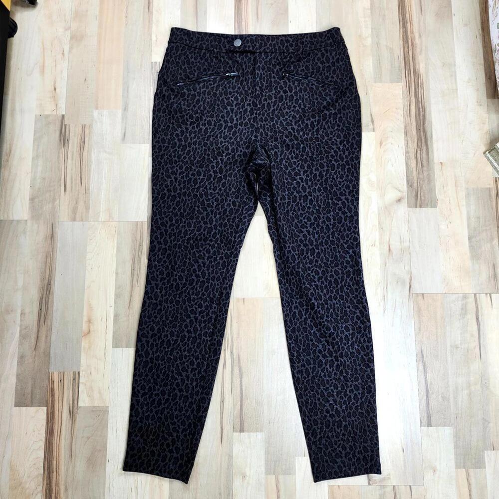 Women's Black Leopard Print Skinny Jeans Simply Vera Large